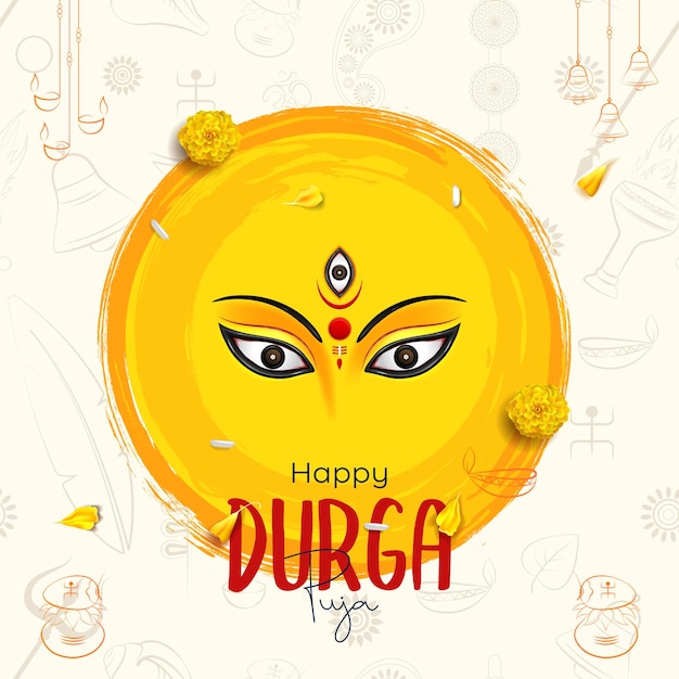 Gelukkig durga puja creatief social media postsjabloonontwerp