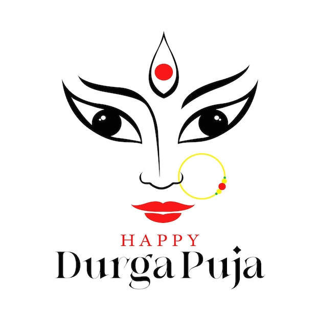 Gelukkig Durga Puja festival kaart ontwerp hindoe feest Subha Navratri met Trishul ontwerp