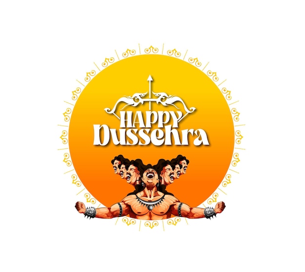 Gelukkig dussehra-festival van india. van lord rama die ravana doodt