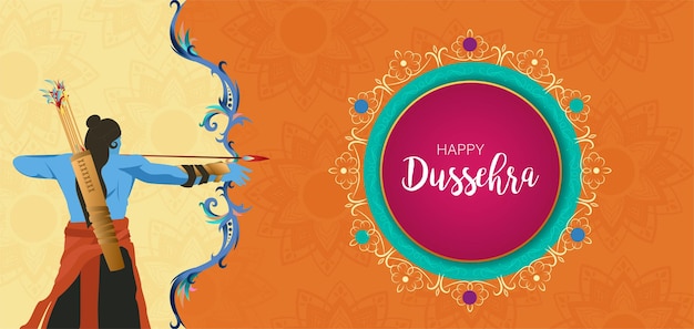 Gelukkig Dussehra Navratri Poster Design vectorillustratie. Feest van Indië. Hindoe vakantie