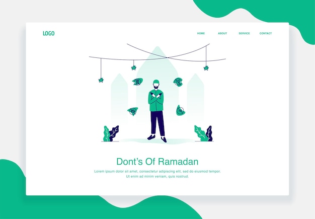 Gelukkig eid al fitr illustratie concept van een man die dingen vertelt, mag niet worden gedaan tijdens het platte ontwerp van de ramadan