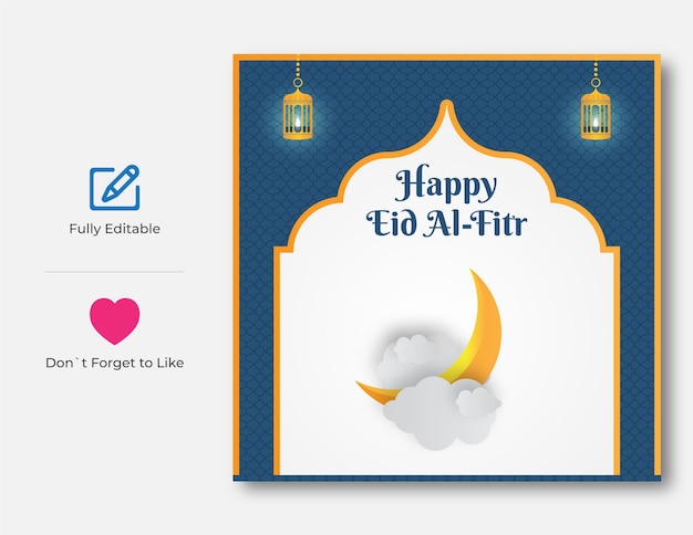 Gelukkig eid al-fitr social media postontwerp