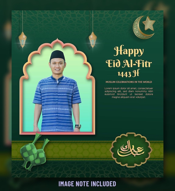 Gelukkig eid alfitr social media postsjabloon