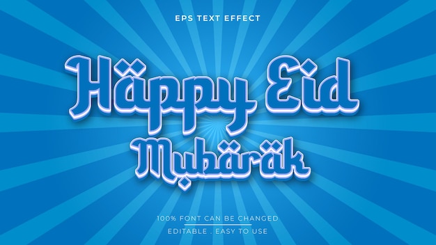 Gelukkig eid mubarak 3d-teksteffect op blauwe achtergrond met kleurovergang basis rgb met lineair pad