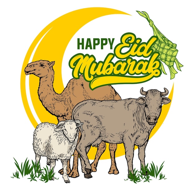 Vector gelukkig eid mubarak dieren