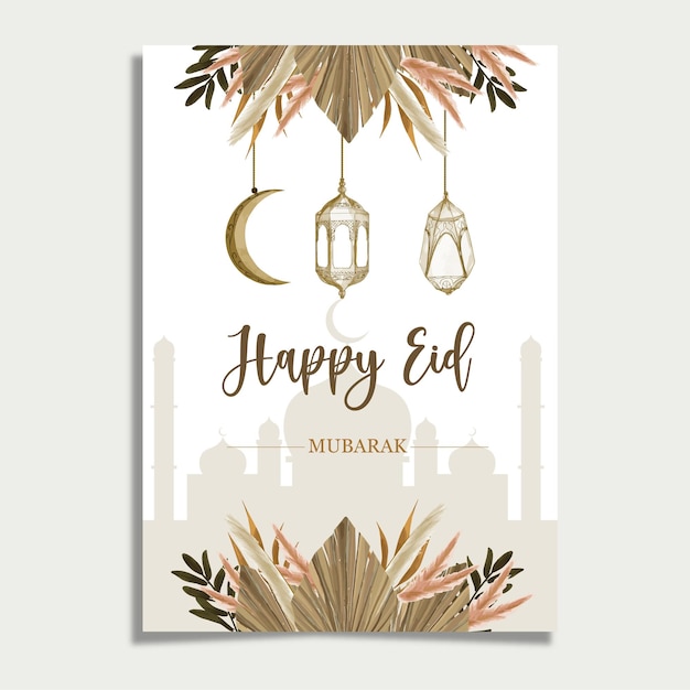 Vector gelukkig eid mubarak-kaartsjabloon