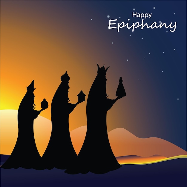 Gelukkig epiphany-dagontwerp, religie christendom god geloof spiritualiteit geloof en bid thema