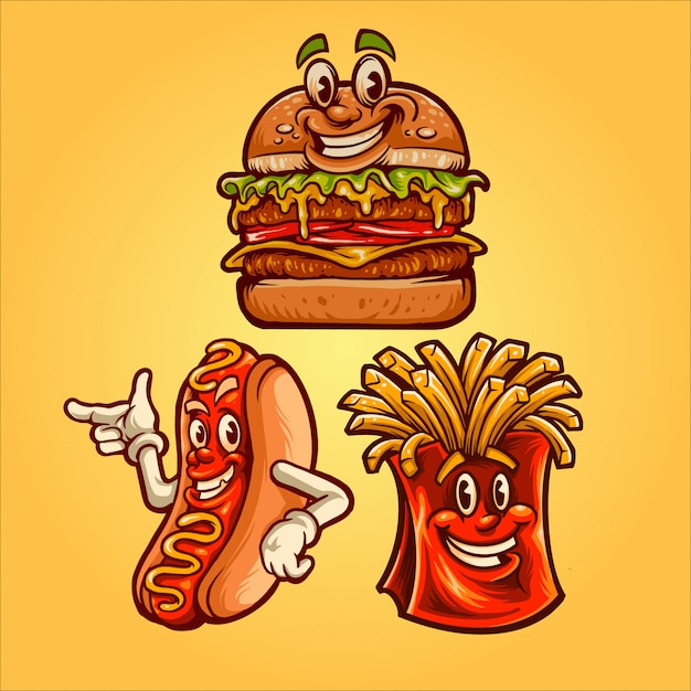 Gelukkig fastfood illustratie