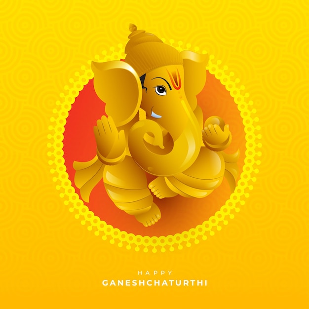 Gelukkig Ganesh Chaturthi Groet Achtergrond Ontwerpsjabloon