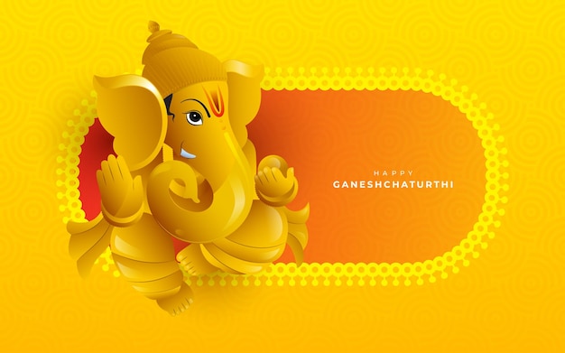 Gelukkig Ganesh Chaturthi Groet Achtergrond Ontwerpsjabloon