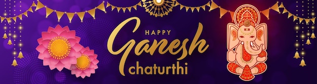 Gelukkig Ganesh Chaturthi groeten festival vector illustratie ontwerp