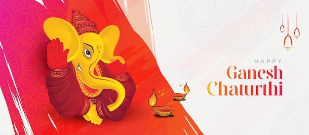 Gelukkig ganesh chaturthi indian festival viering banner achtergrond vector illustration