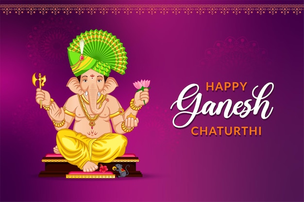 Gelukkig Ganesh Chaturthi Indiase feest Begroeting standbeeld van heer Ganpati