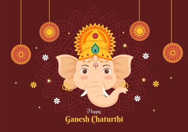 Vector gelukkig ganesh chaturthi van festival in india om zijn aankomst op aarde te vieren in vectorillustratie