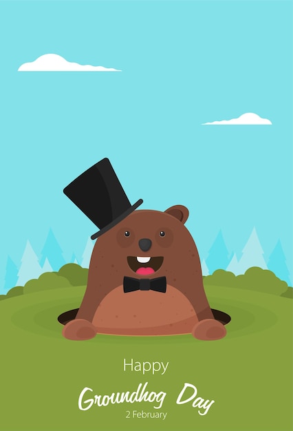 Gelukkig Groundhog Day-ontwerp met leuke groundhog