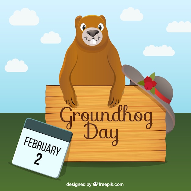 Vector gelukkig groundhog day