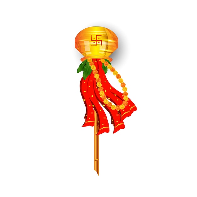 Gelukkig Gudi Padwa, Gudi Padwa-viering van India.vector illustratie