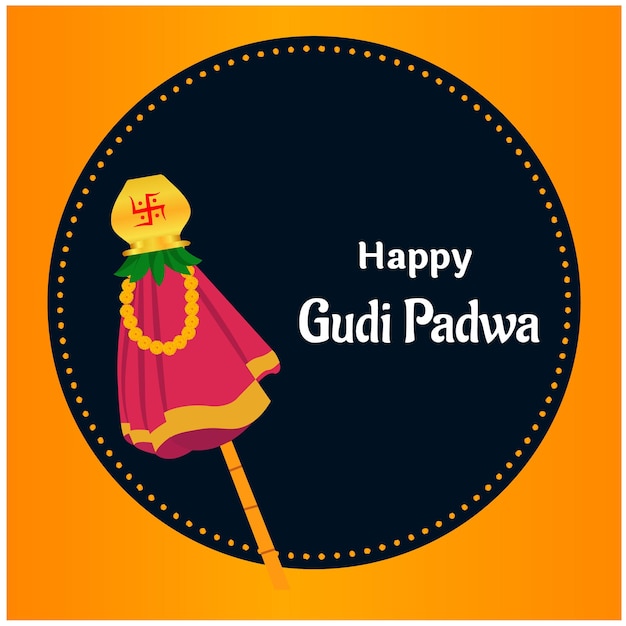 Vector gelukkig gudi padwa maharashtra nieuwjaar festival vectorillustratie