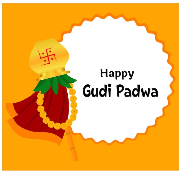 Gelukkig gudi padwa maharashtra nieuwjaar festival vectorillustratie