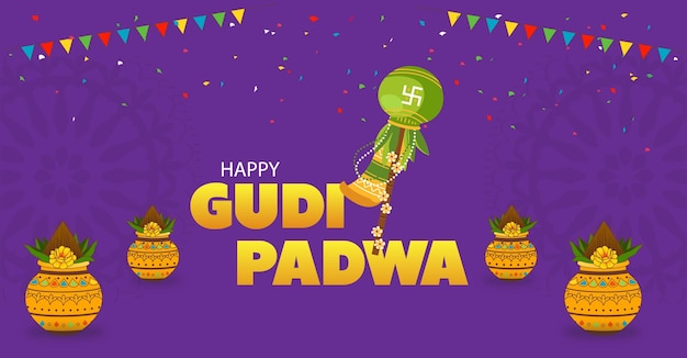 Gelukkig gudi padwa Marathi festival viering achtergrond