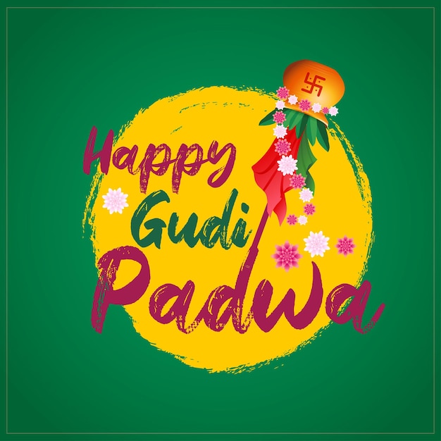 Gelukkig Gudi Padwa-viering van India-illustratie met versierde achtergrond