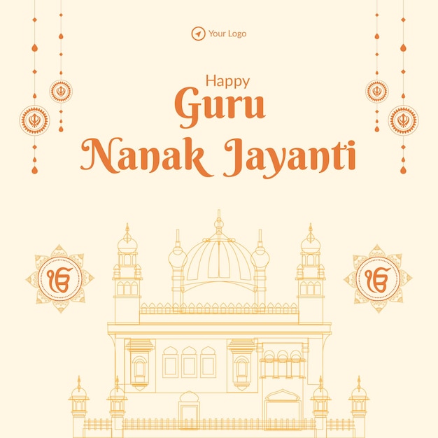 Gelukkig Guru Nanak Jayanti banner ontwerpsjabloon