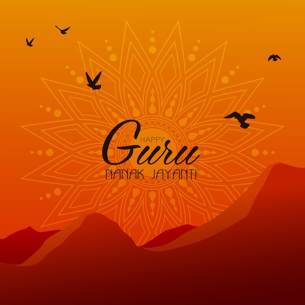 Gelukkig Guru Nanak Jayanti-festival van India. Ontwerp voor de Indiase viering van de verjaardag van Guru Nanak.
