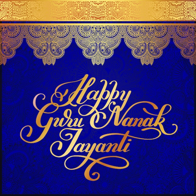 Gelukkig guru nanak jayanti gouden borstel kalligrafie inscriptie naar indiase november
