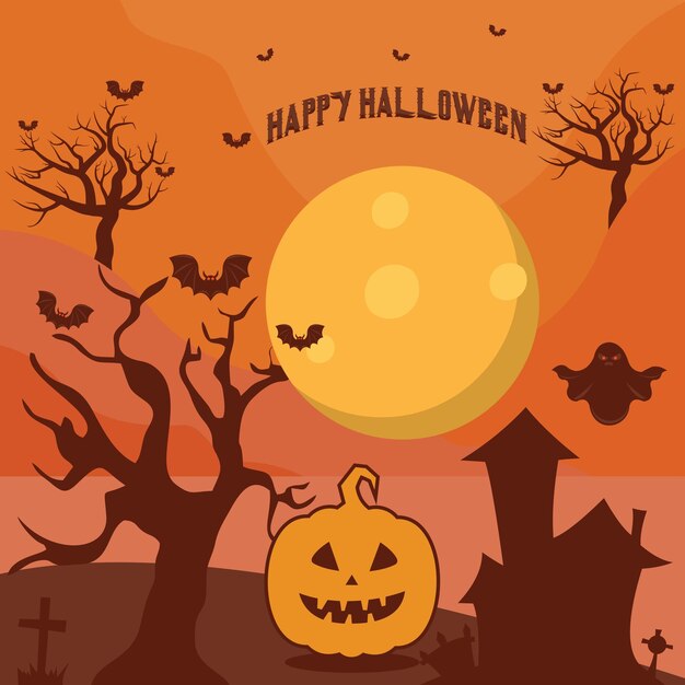 gelukkig halloween angstaanjagend logo vector
