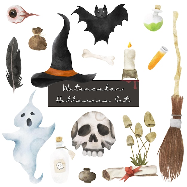 Gelukkig halloween aquarel set