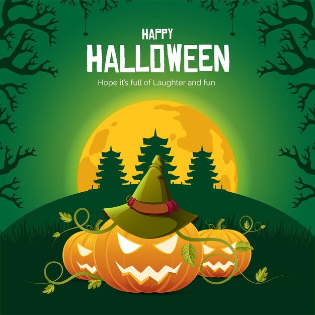 Gelukkig halloween-bannerontwerpsjabloon