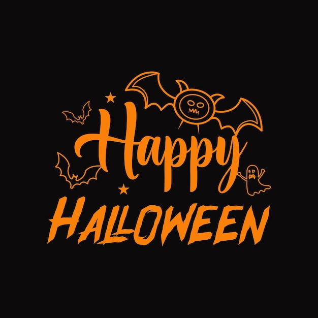 Gelukkig halloween belettering Gratis Vector