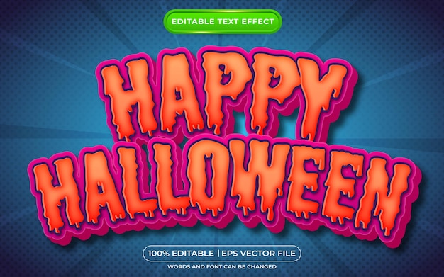 Gelukkig halloween bewerkbaar teksteffect enge tekststijl