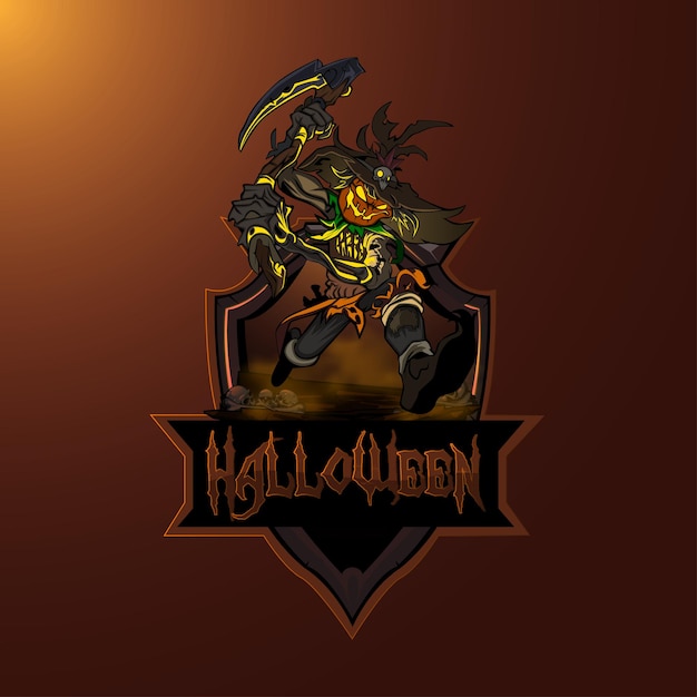 Gelukkig halloween mascotte esport ontwerp