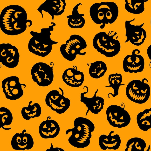 Gelukkig Halloween Naadloos patroon met pompoenen Vectorillustratie