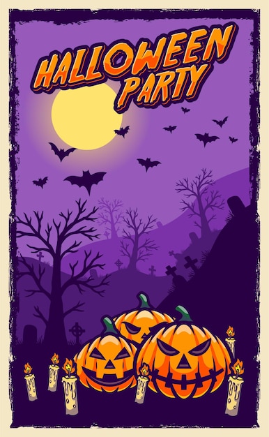 Vector gelukkig halloween poster flayer-ontwerp