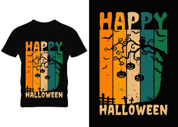 gelukkig halloween retro t-shirtontwerp