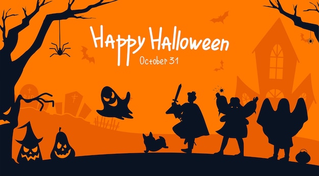 Gelukkig halloween silhouet vector concept