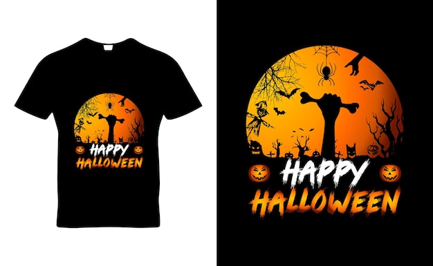 Gelukkig Halloween t-shirt ontwerpsjabloon