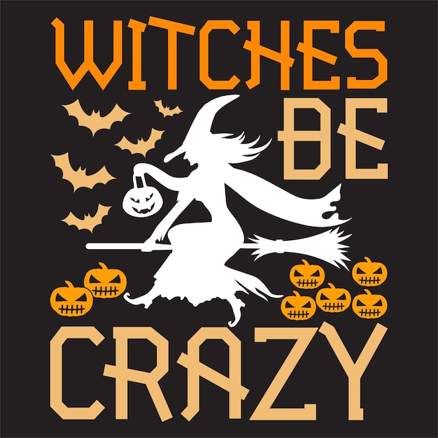 Gelukkig Halloween-t-shirtontwerp met Halloween-elementen of Handgetekend Halloween-typografieontwerp