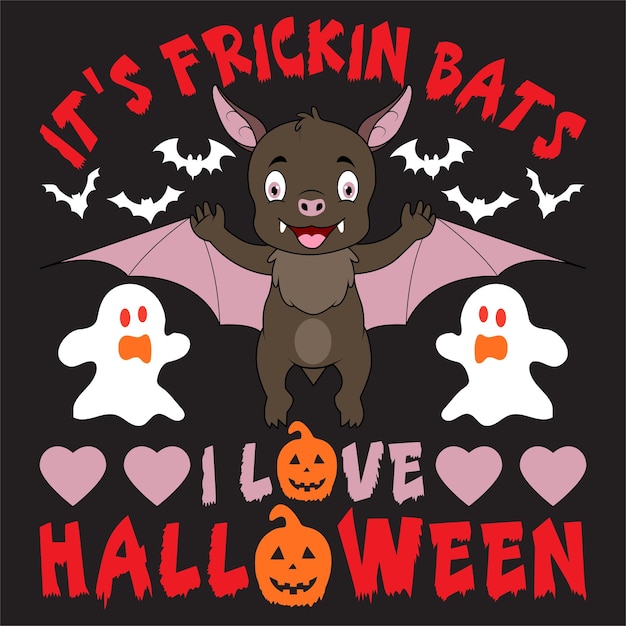 Gelukkig Halloween-t-shirtontwerp met Halloween-elementen of Handgetekend Halloween-typografieontwerp