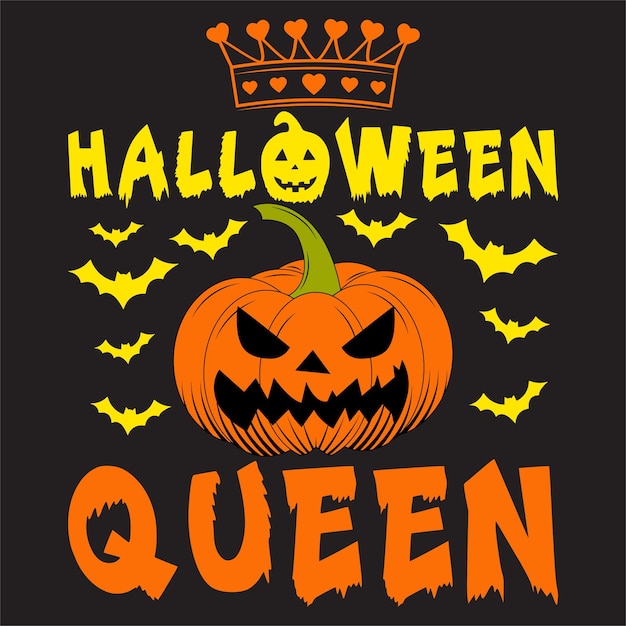 Gelukkig halloween-t-shirtontwerp met halloween-elementen of handgetekend halloween-typografieontwerp