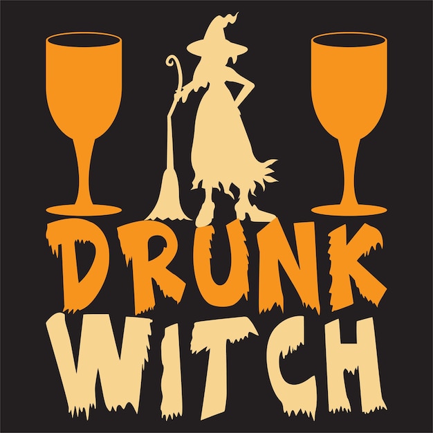 Gelukkig Halloween-t-shirtontwerp met Halloween-elementen of Handgetekend Halloween-typografieontwerp