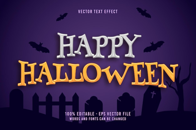 Vector gelukkig halloween-tekst bewerkbaar lettertype-effect