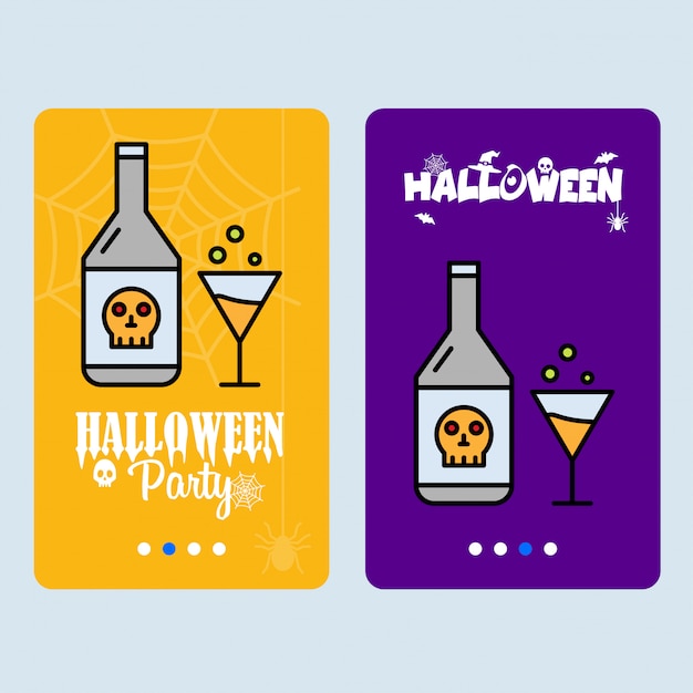 Gelukkig halloween-uitnodigingsontwerp met drankvector