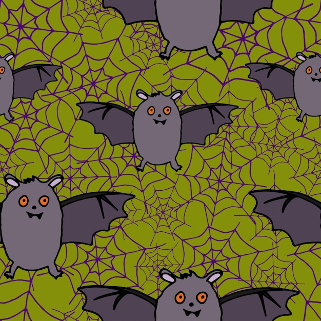 Gelukkig Halloween vector naadloos patroon Vleermuis achtergrond Vakantie kleurrijke textuur inwikkeling behang