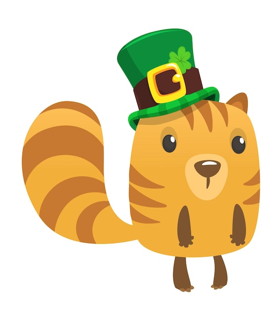 Gelukkig hamster stripfiguur met st patrick's hoed met een klaver vector illustratie voor saint patrick's day party poster designxa