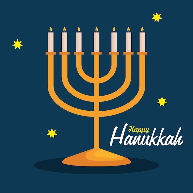 Gelukkig hanukkah menora ontwerp, vakantie viering jodendom religie festival traditionele en cultuur