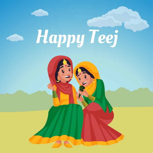 Gelukkig haryali teej festival banner ontwerpsjabloon