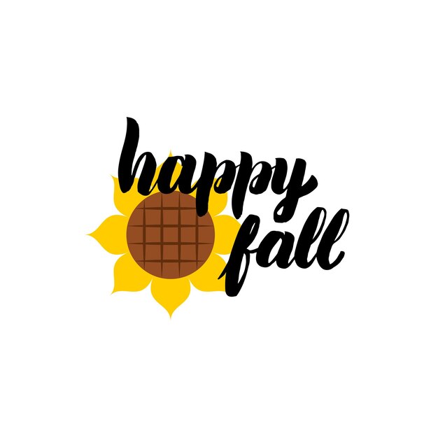 Gelukkig herfst kalligrafie. Vectorillustratie van belettering. Herfstconcept.